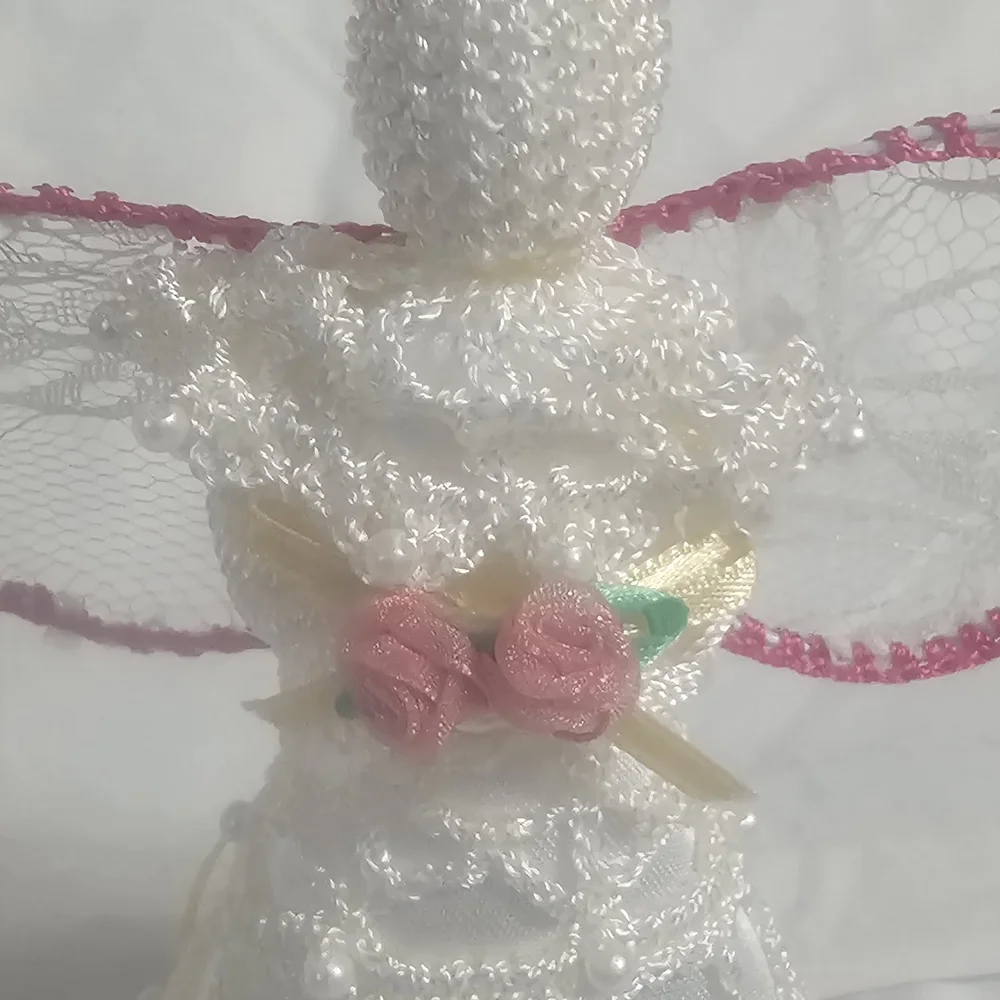 White and Pink Lace Angel Figurine